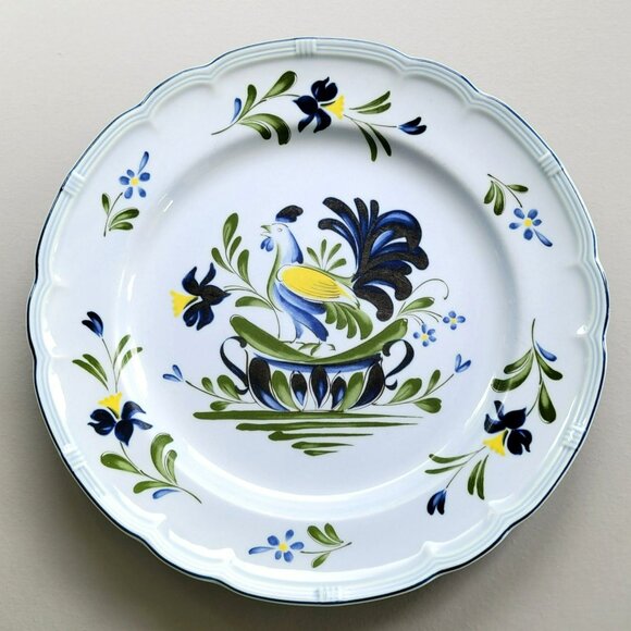 Nikko Normandie Dinner Plate, French Country Rooster, Blue Green Yellow,  Japan - Picture 1 of 11